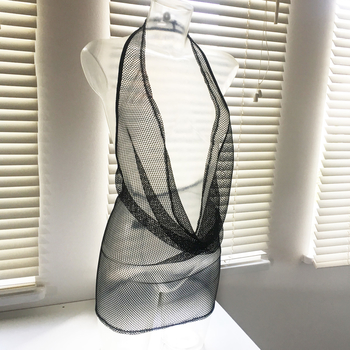 Wasserfall-Minikleid Mesh Schwarz